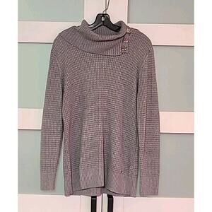 Calvin Klein Heg Women's Turtleneck Sweater Cable Knit Large L Gray New W Tags